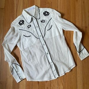 Alice McCall white cotton eye jo embroidered western blouse size 2 Small